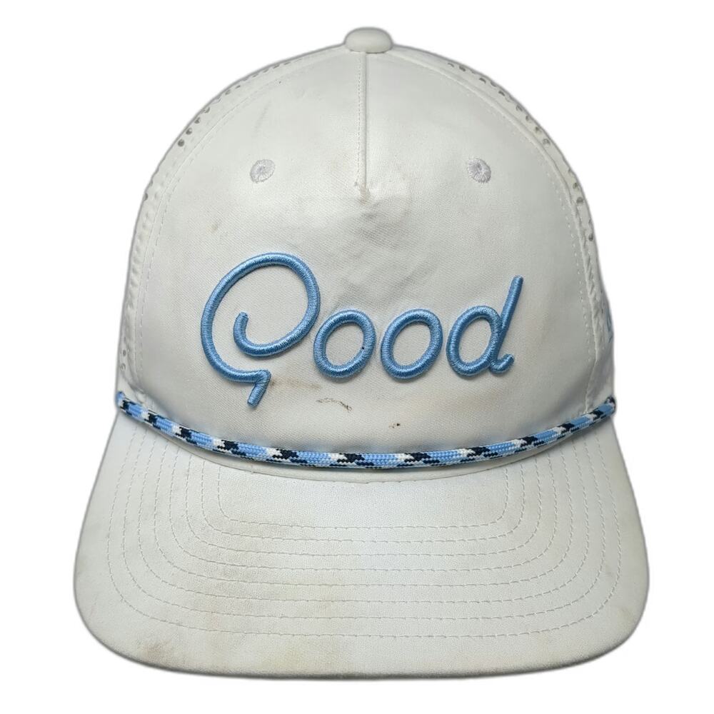 Good Good Golf White Trucker Hat One Size Blue Rope Script Mesh Back Snapback